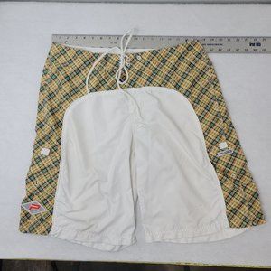 Plastic Board Shorts Mens Size 34  Plaid Design Hybrid Surf skate swim